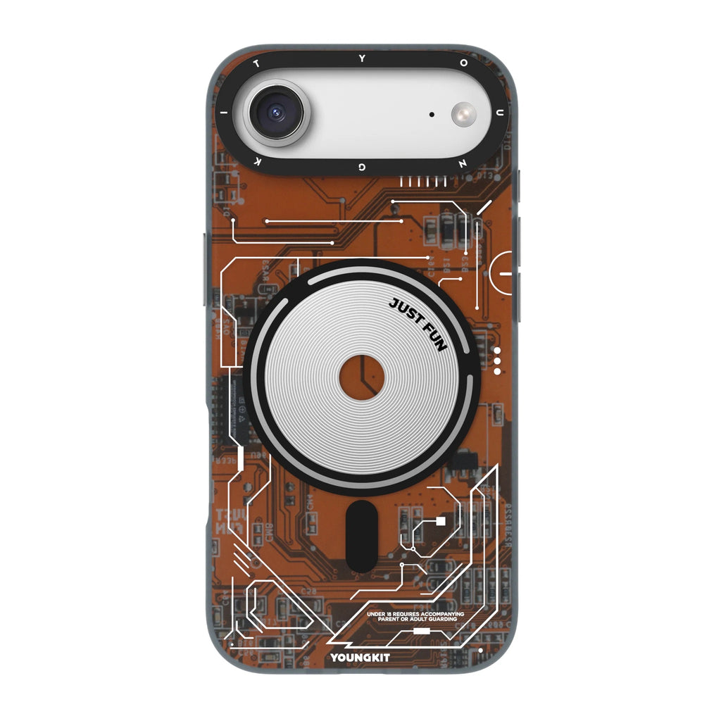 iPhone 17 Air Чохол YoungKit Futuristic Circuit Board with Magnetic Ring | Orange