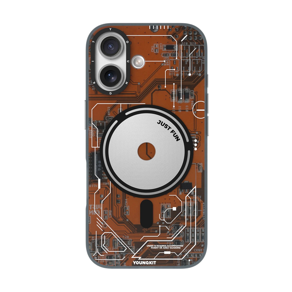 iPhone 17 Чохол YoungKit Futuristic Circuit Board with Magnetic Ring | Orange