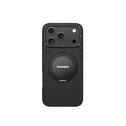 iPhone 17 Pro Чохол Leather Case with Magnetic Ring + Magnetic Stand 360° | Black