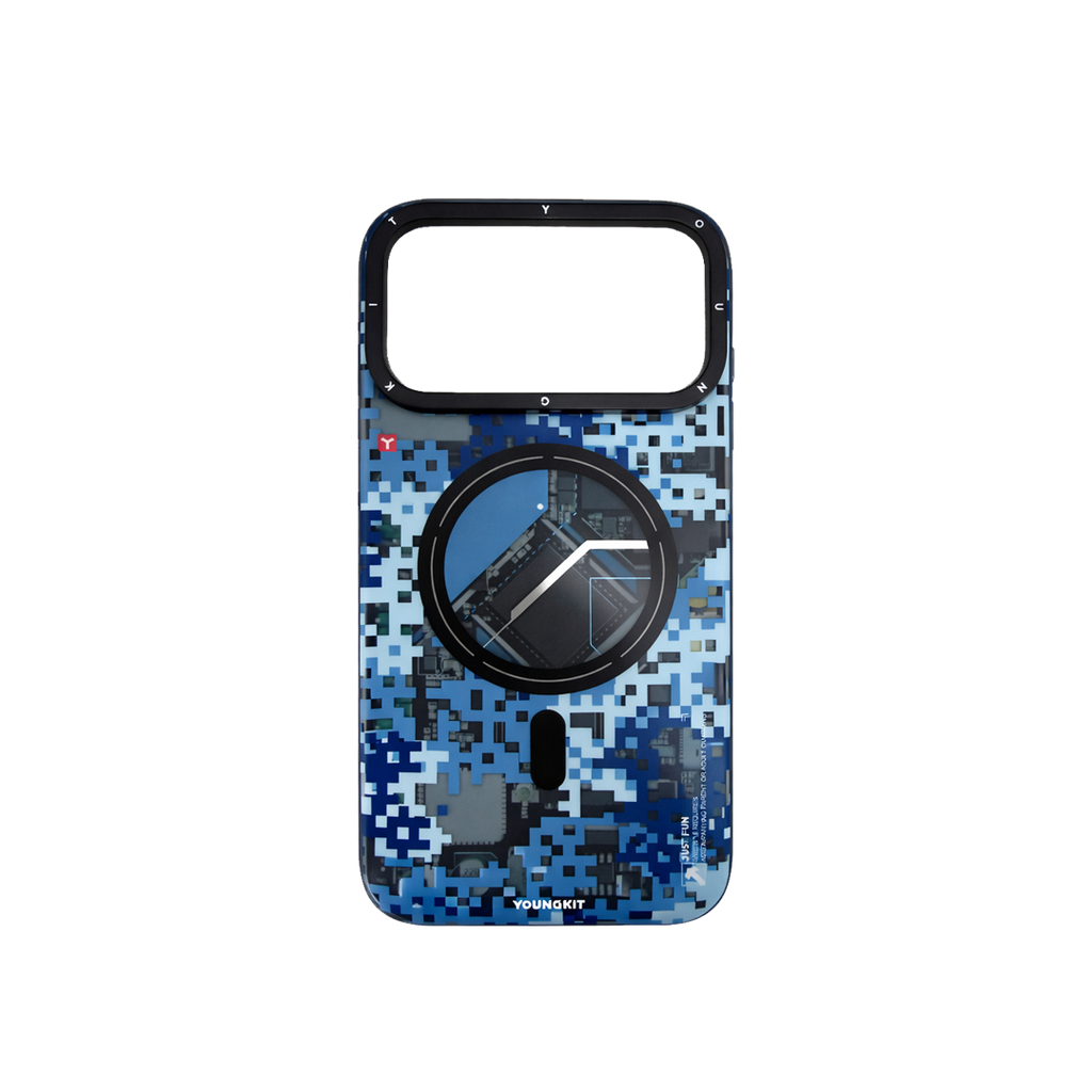 iPhone 17 Pro Чохол YoungKit Camouflage with Magnetic Ring | Blue Camo