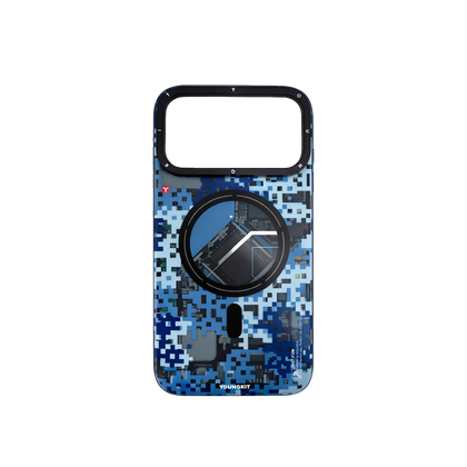 iPhone 17 Pro Чохол YoungKit Camouflage with Magnetic Ring | Blue Camo