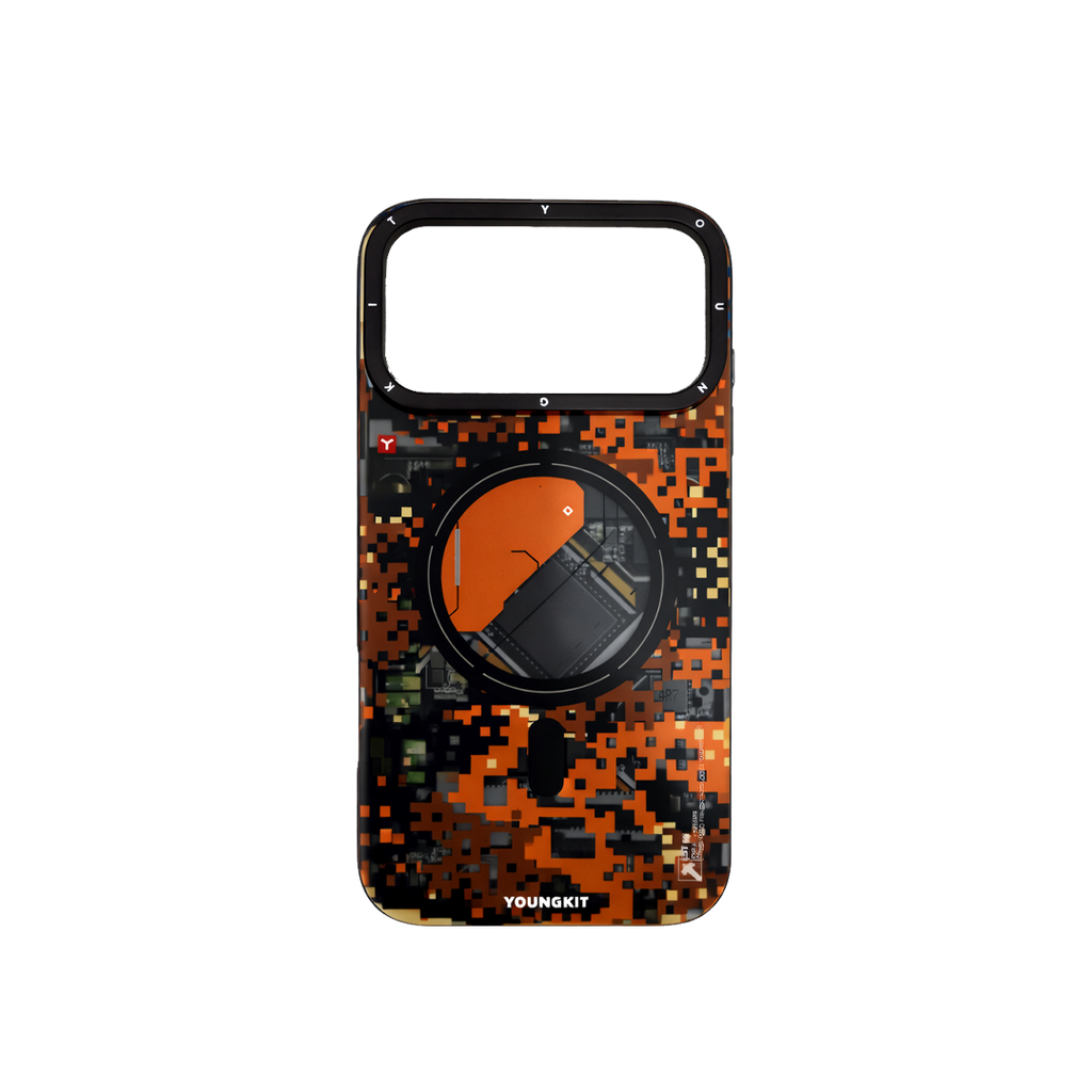 iPhone 17 Pro Чохол YoungKit Camouflage with Magnetic Ring | Orange Camo