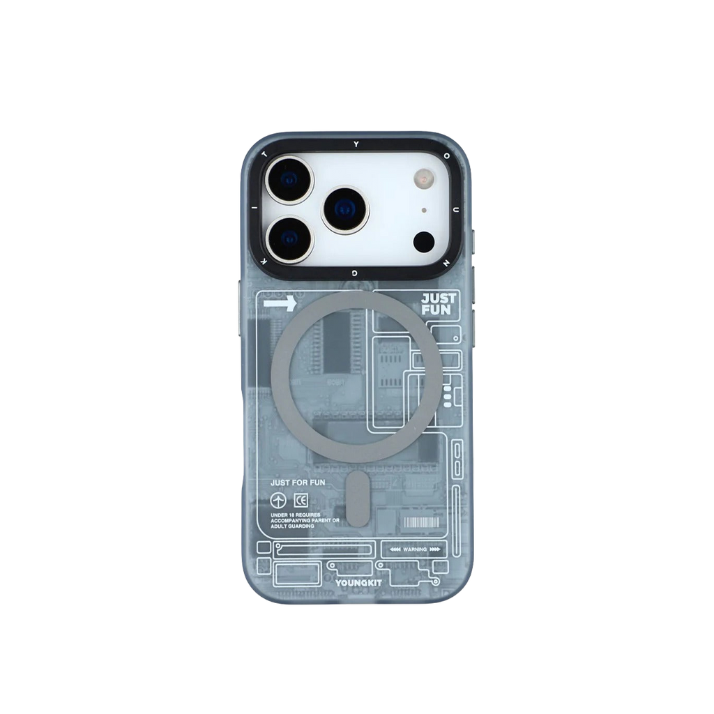 iPhone 17 Pro Чохол YoungKit Futuristic Circuit Board with Magnetic Ring | Gray