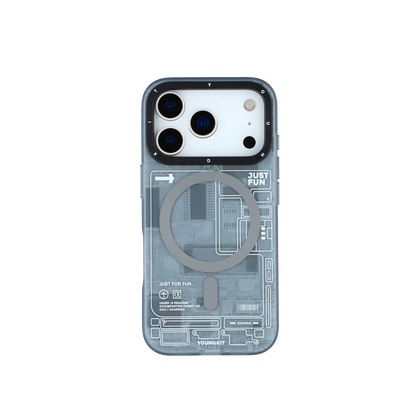 iPhone 17 Pro Чохол YoungKit Futuristic Circuit Board with Magnetic Ring | Gray