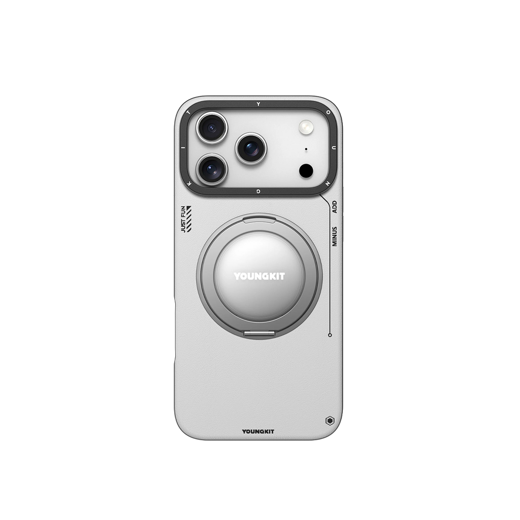 iPhone 17 Pro Max Чохол Leather Case with Magnetic Ring + Magnetic Stand 360° | White