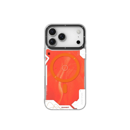 iPhone 17 Pro Max Чохол YoungKit Cyberpunk Luminous Case with Magnetic Ring | Lava Orange