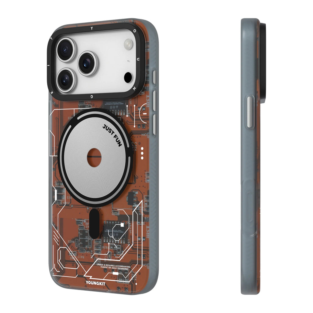 iPhone 17 Pro Max Чохол YoungKit Futuristic Circuit Board with Magnetic Ring | Orange