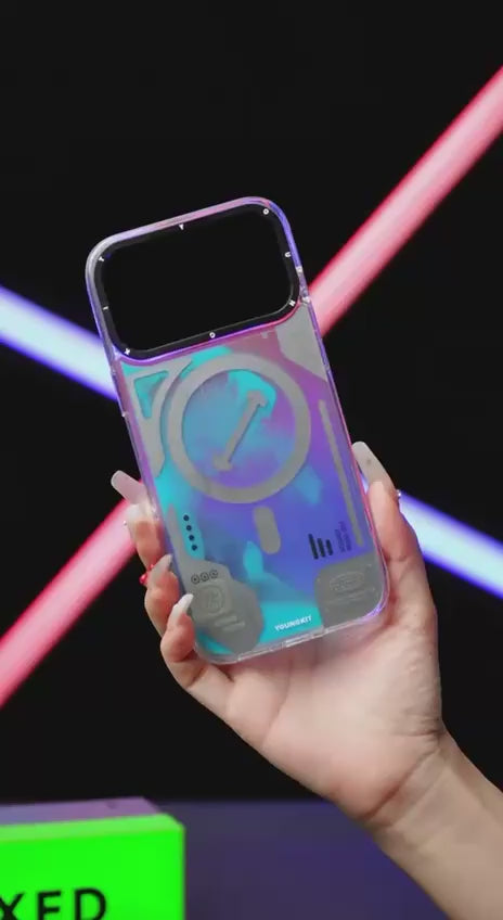 Чохол YoungKit Cyberpunk Luminous Case with Magnetic Ring | Lava Orange